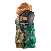 Ireland Christmas Sleeveless Hoodie Wren Boy With Shamrock Xmas Tree - Wonder Print Shop