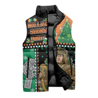 Ireland Christmas Sleeveless Puffer Jacket Wren Boy With Shamrock Xmas Tree - Wonder Print Shop
