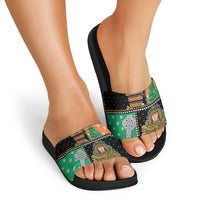 Ireland Christmas Slide Sandals Wren Boy With Shamrock Xmas Tree - Wonder Print Shop