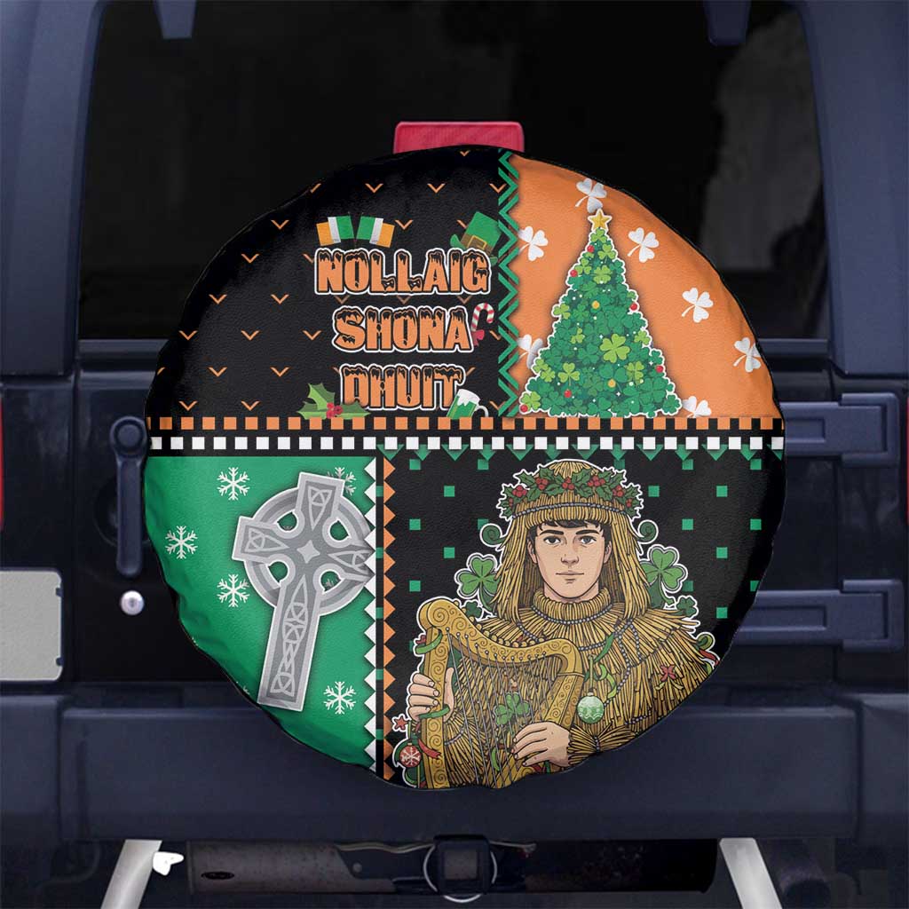 Ireland Christmas Spare Tire Cover Wren Boy With Shamrock Xmas Tree - Wonder Print Shop