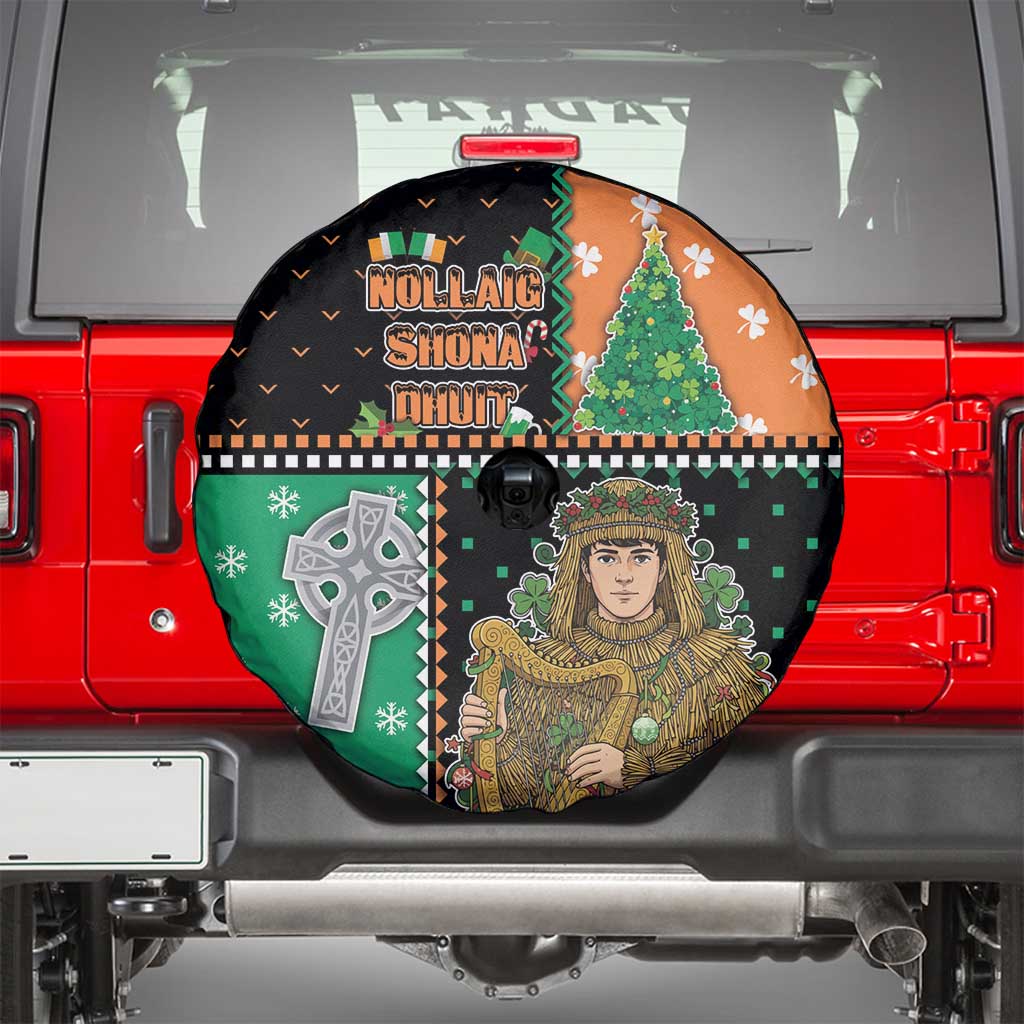Ireland Christmas Spare Tire Cover Wren Boy With Shamrock Xmas Tree - Wonder Print Shop
