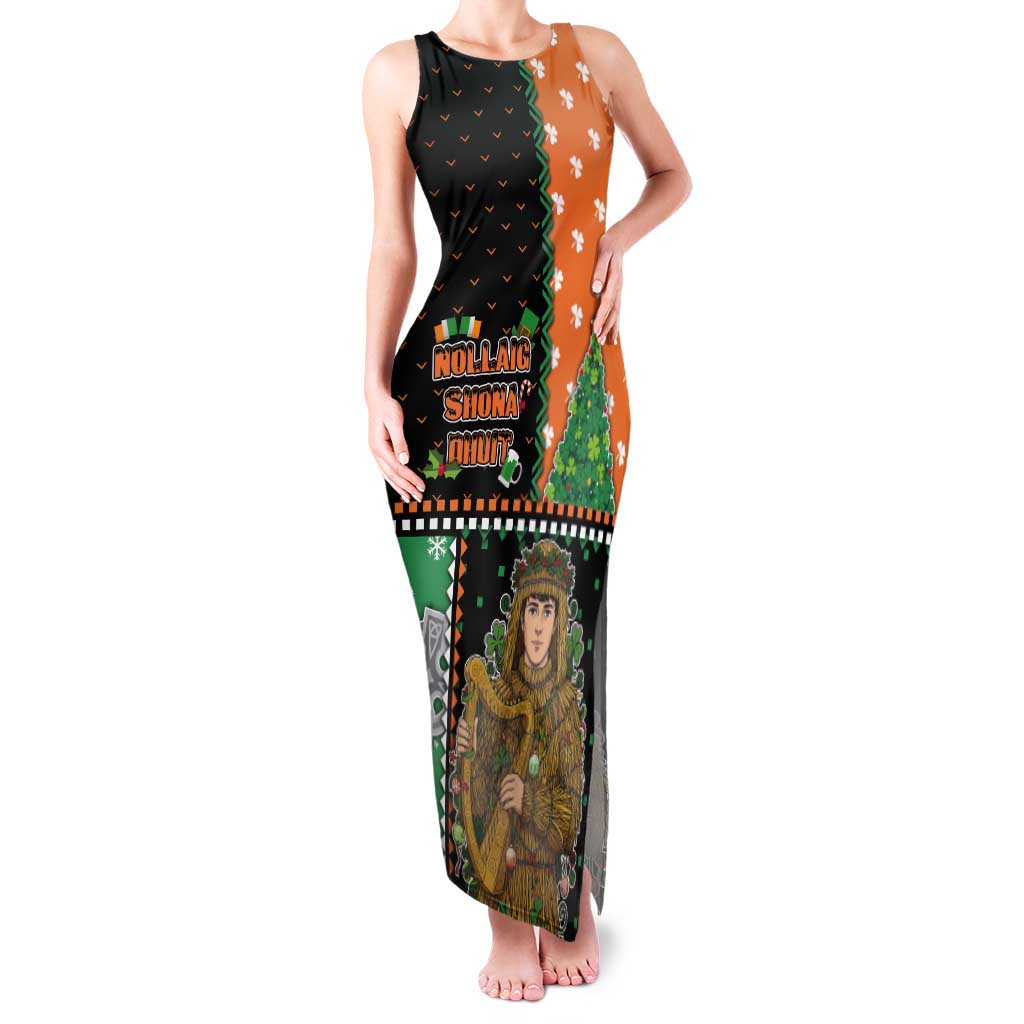 Ireland Christmas Tank Maxi Dress Wren Boy With Shamrock Xmas Tree - Wonder Print Shop
