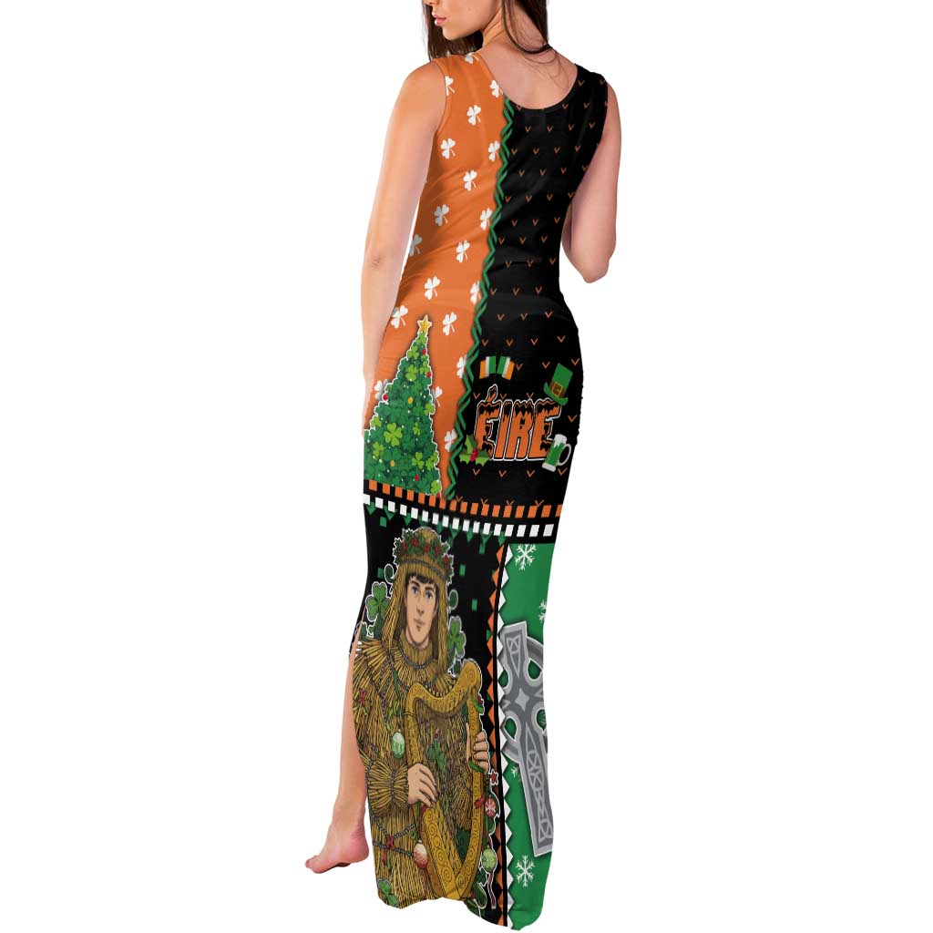 Ireland Christmas Tank Maxi Dress Wren Boy With Shamrock Xmas Tree - Wonder Print Shop
