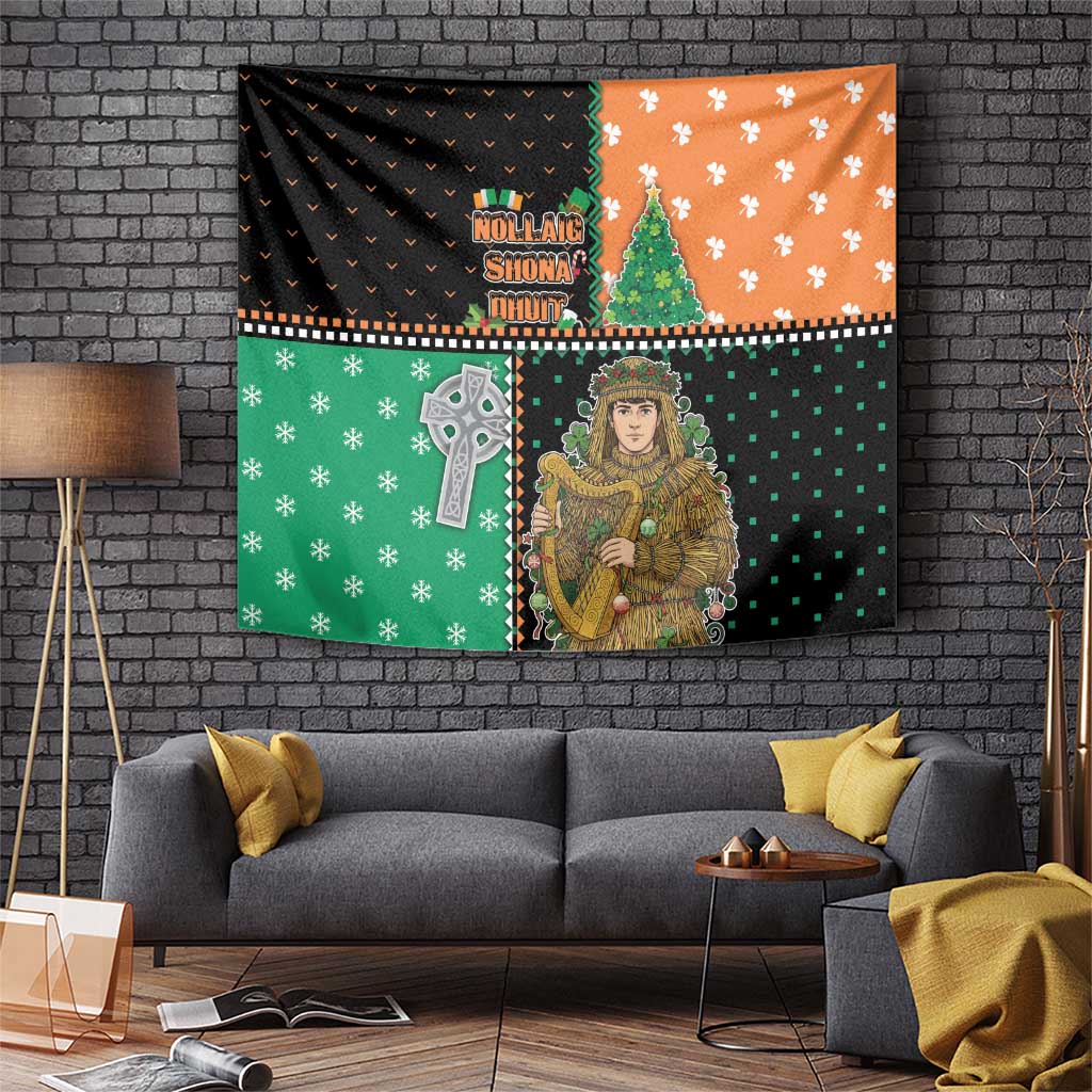 Ireland Christmas Tapestry Wren Boy With Shamrock Xmas Tree - Wonder Print Shop