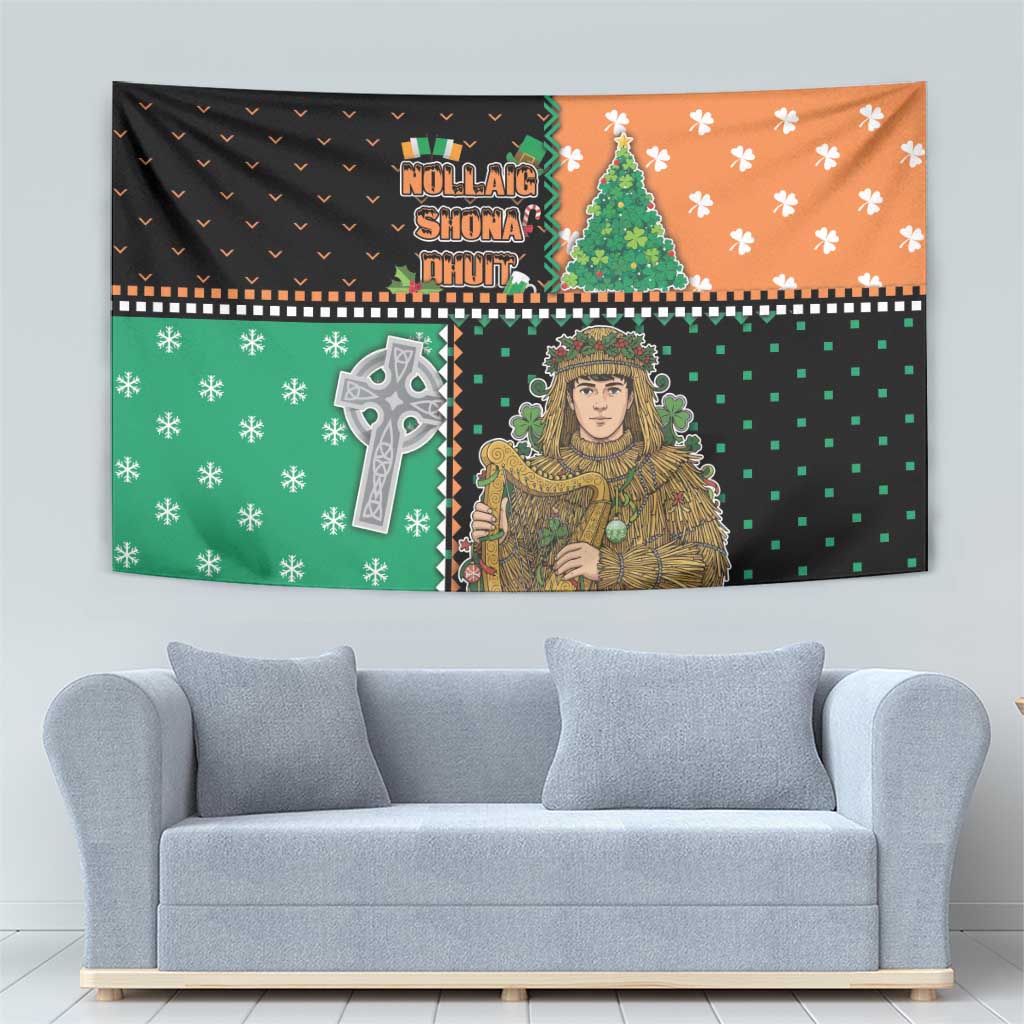 Ireland Christmas Tapestry Wren Boy With Shamrock Xmas Tree - Wonder Print Shop