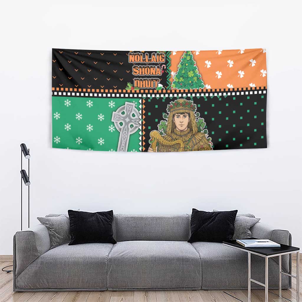 Ireland Christmas Tapestry Wren Boy With Shamrock Xmas Tree - Wonder Print Shop