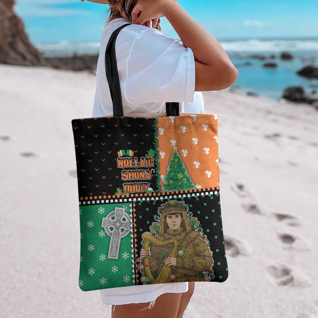 Ireland Christmas Tote Bag Wren Boy With Shamrock Xmas Tree - Wonder Print Shop