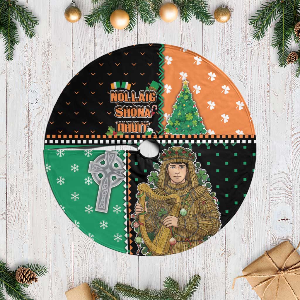 Ireland Christmas Tree Skirt Wren Boy With Shamrock Xmas Tree - Wonder Print Shop