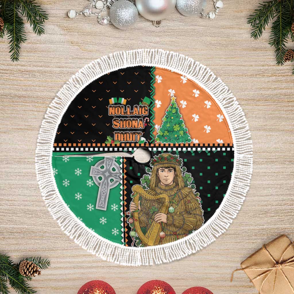 Ireland Christmas Tree Skirt Wren Boy With Shamrock Xmas Tree - Wonder Print Shop