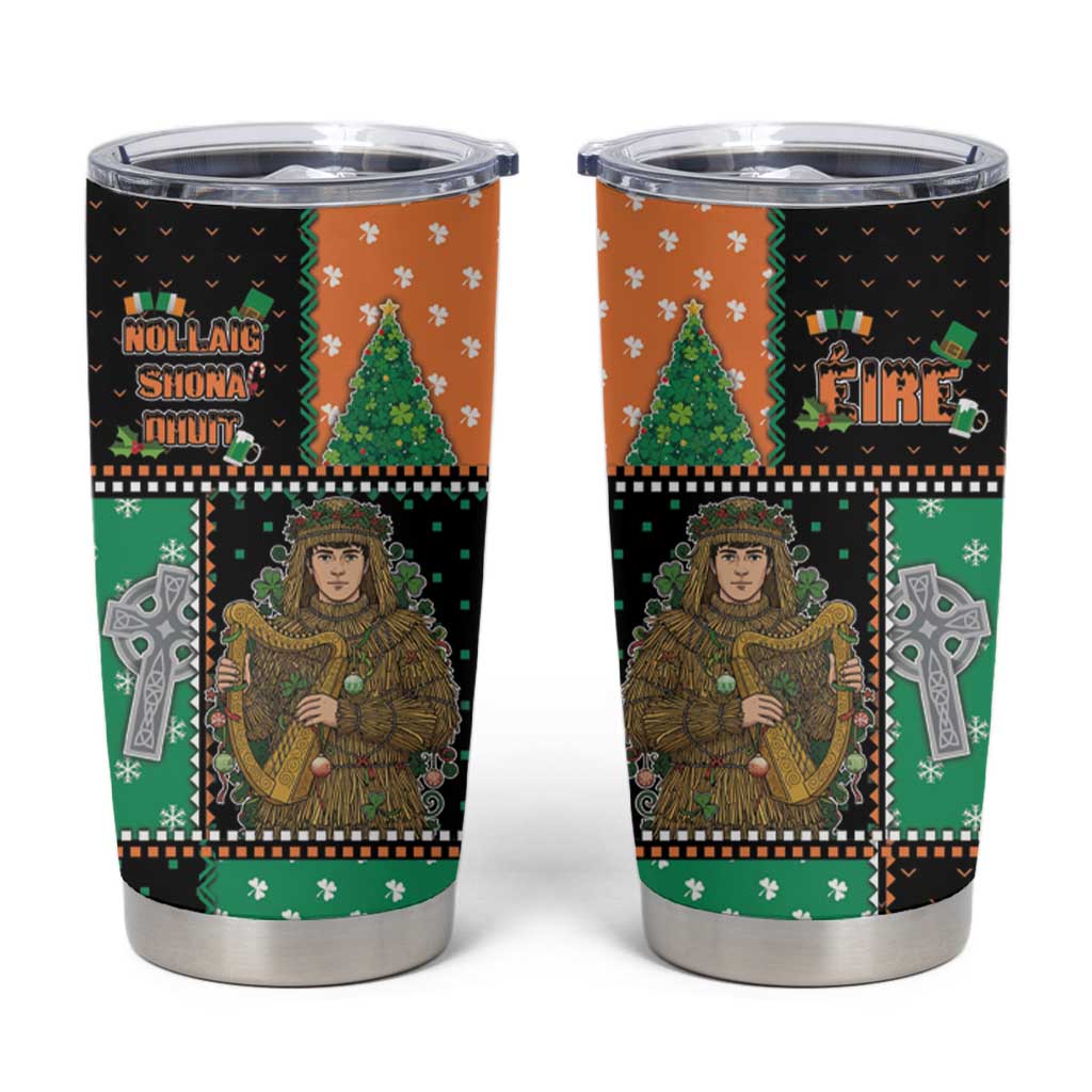 Ireland Christmas Tumbler Cup Wren Boy With Shamrock Xmas Tree - Wonder Print Shop
