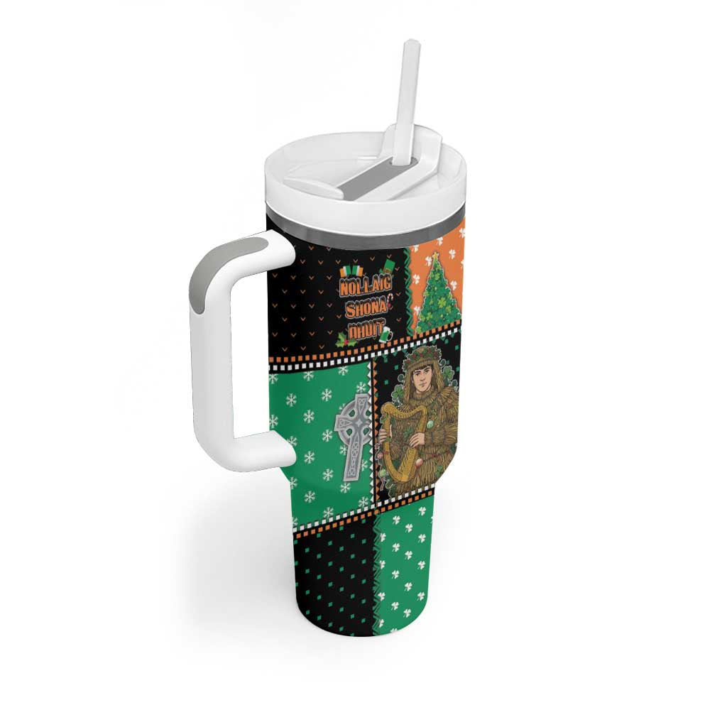 Ireland Christmas Tumbler With Handle Wren Boy With Shamrock Xmas Tree - Wonder Print Shop