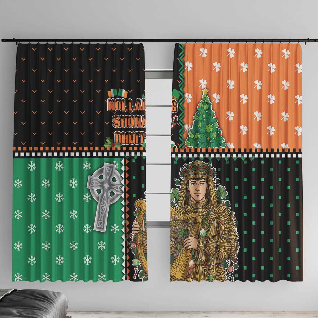 Ireland Christmas Window Curtain Wren Boy With Shamrock Xmas Tree - Wonder Print Shop
