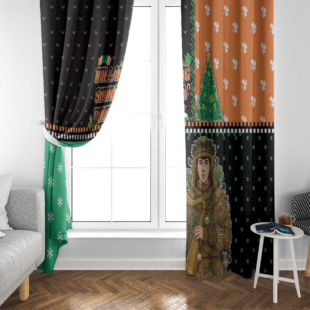 Ireland Christmas Window Curtain Wren Boy With Shamrock Xmas Tree - Wonder Print Shop