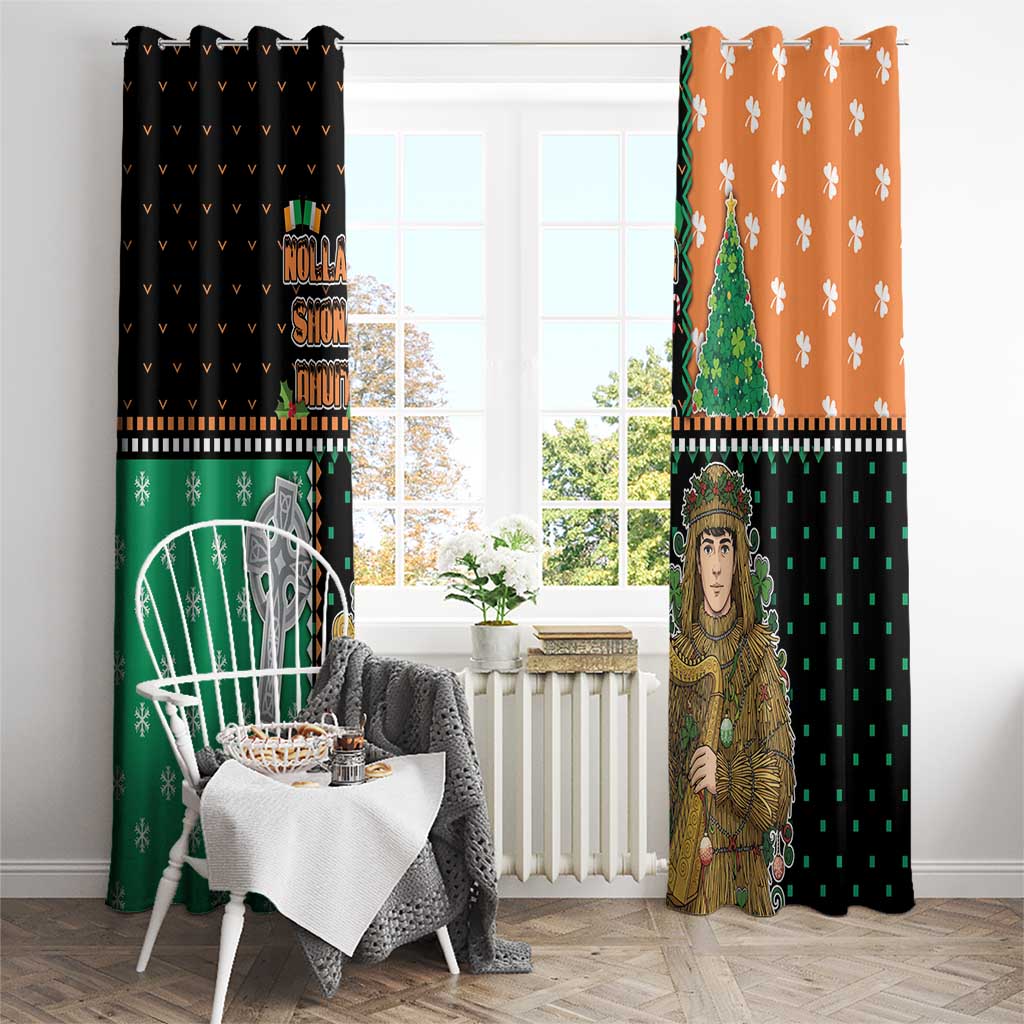 Ireland Christmas Window Curtain Wren Boy With Shamrock Xmas Tree - Wonder Print Shop