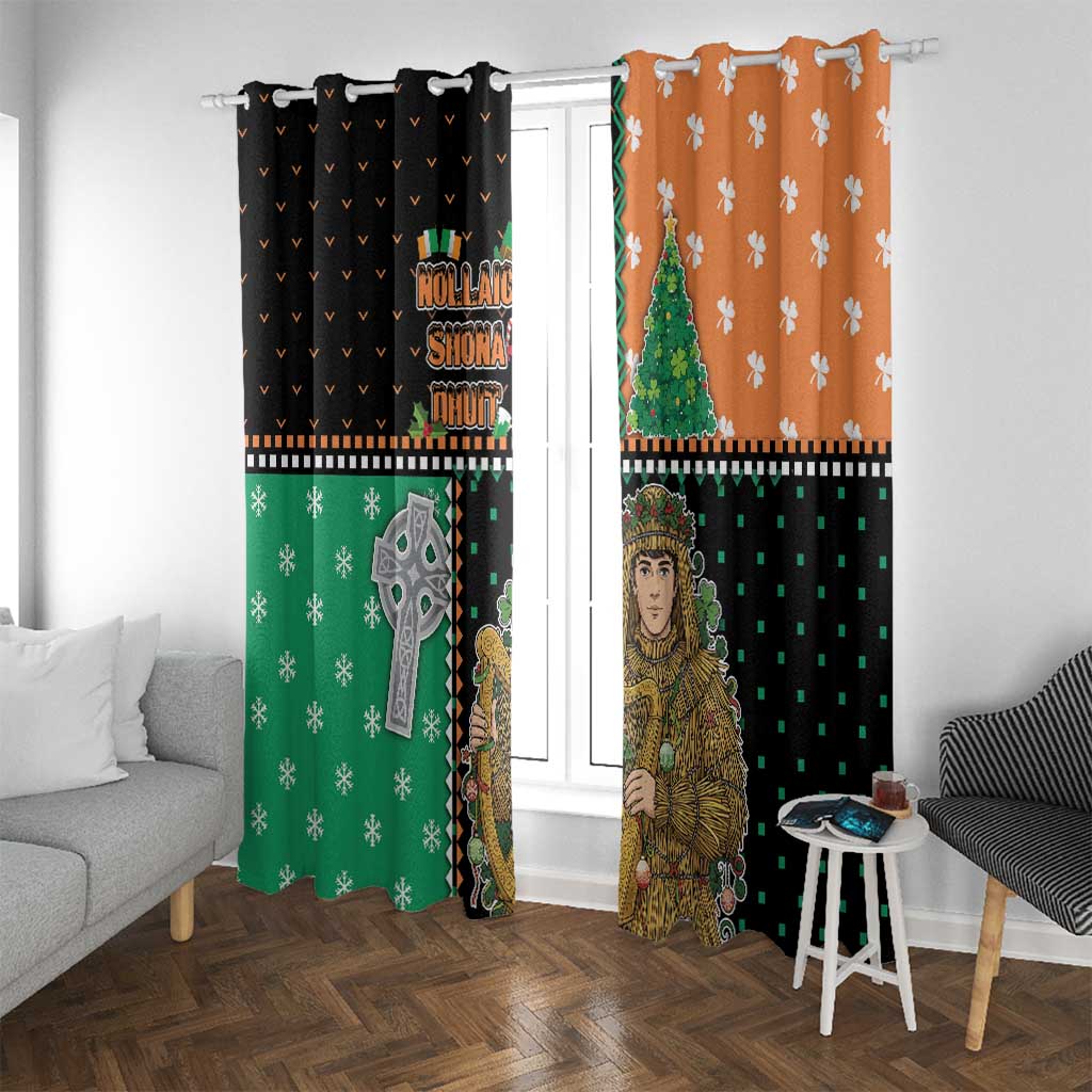 Ireland Christmas Window Curtain Wren Boy With Shamrock Xmas Tree - Wonder Print Shop
