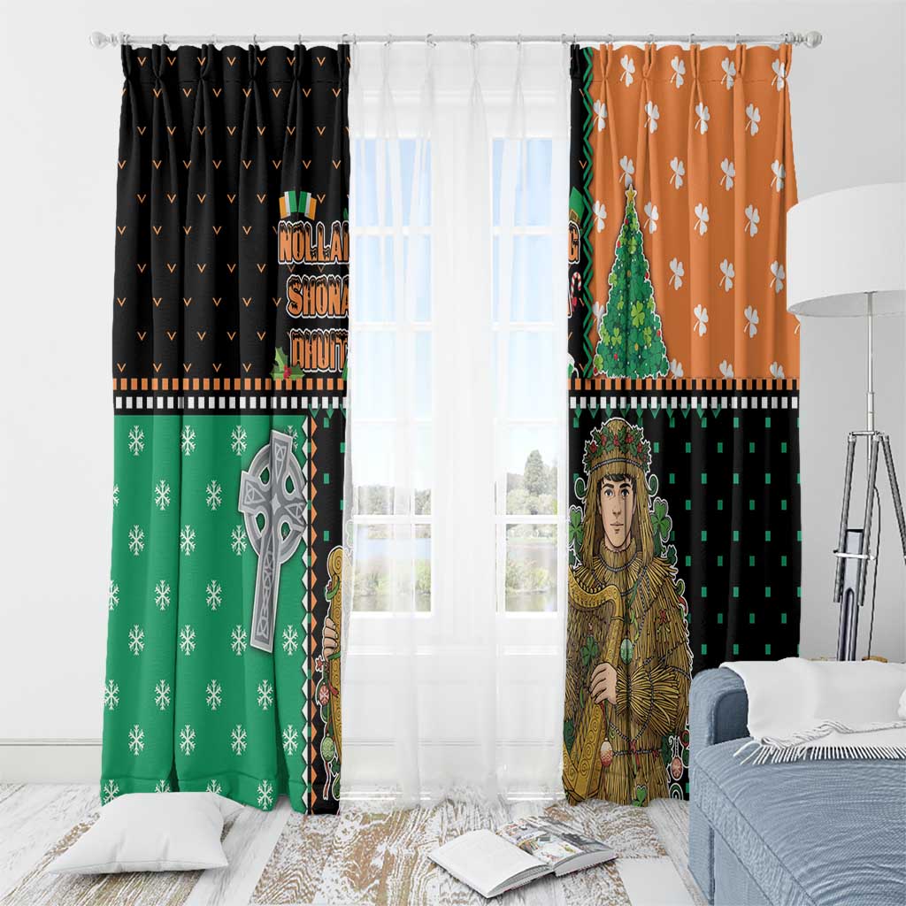 Ireland Christmas Window Curtain Wren Boy With Shamrock Xmas Tree - Wonder Print Shop