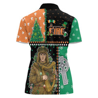 Ireland Christmas Women Polo Shirt Wren Boy With Shamrock Xmas Tree - Wonder Print Shop