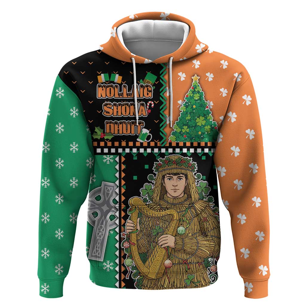 Ireland Christmas Zip Hoodie Wren Boy With Shamrock Xmas Tree - Wonder Print Shop