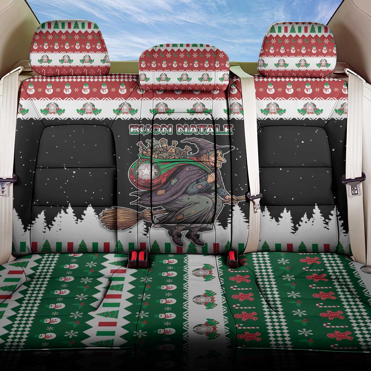 Italy Christmas Back Car Seat Cover La Befana Buon Natale - Wonder Print Shop