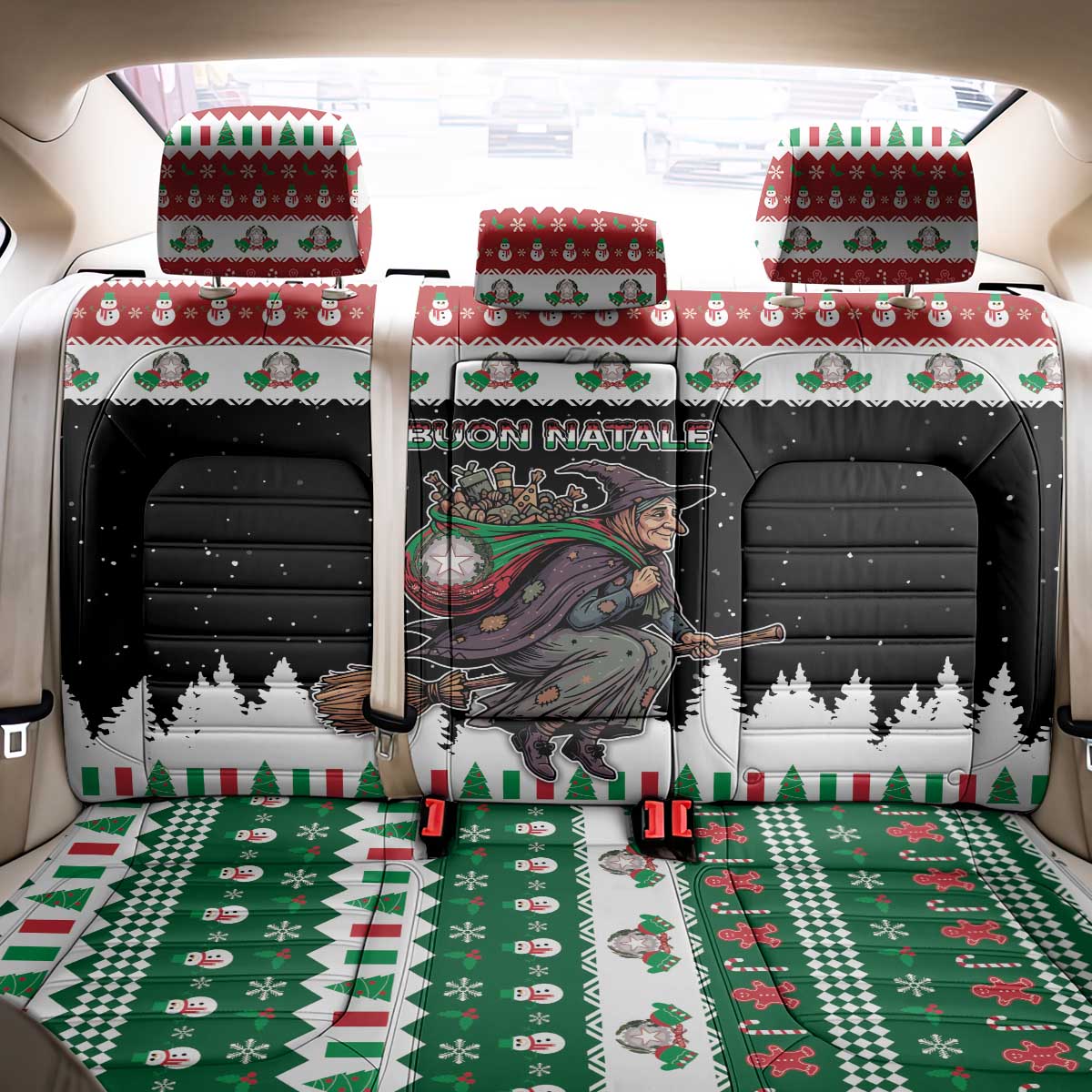 Italy Christmas Back Car Seat Cover La Befana Buon Natale - Wonder Print Shop