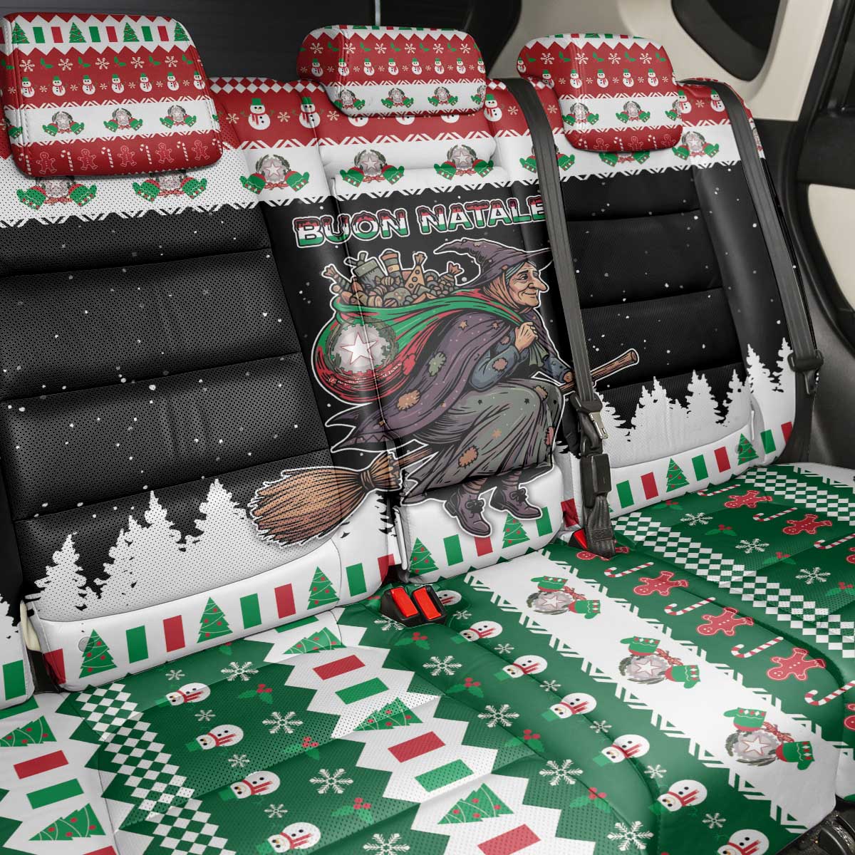 Italy Christmas Back Car Seat Cover La Befana Buon Natale - Wonder Print Shop