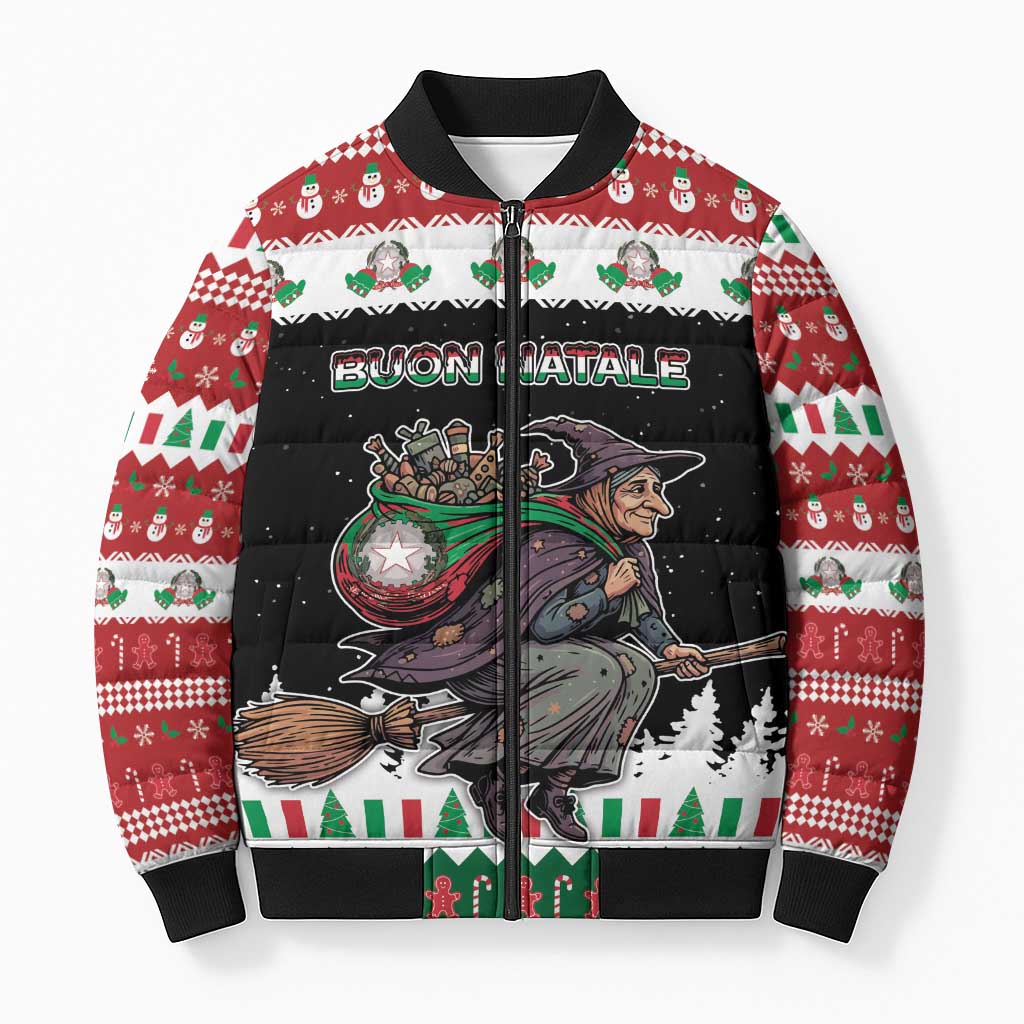 Italy Christmas Bomber Puffer Jacket La Befana Buon Natale - Wonder Print Shop