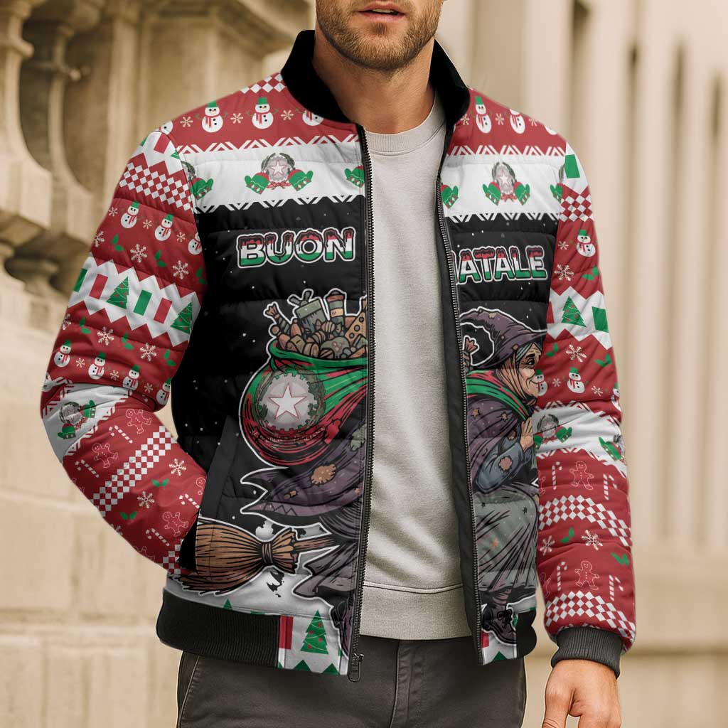 Italy Christmas Bomber Puffer Jacket La Befana Buon Natale - Wonder Print Shop