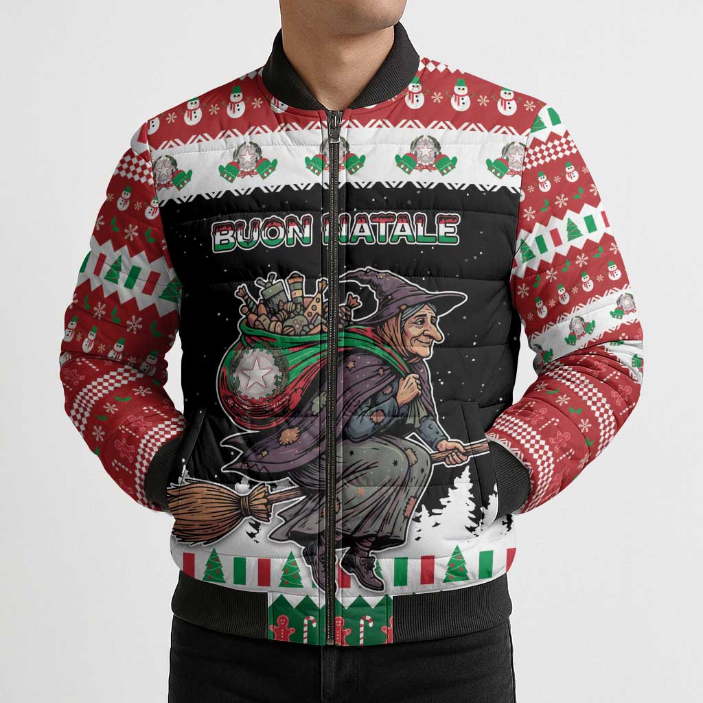 Italy Christmas Bomber Puffer Jacket La Befana Buon Natale - Wonder Print Shop