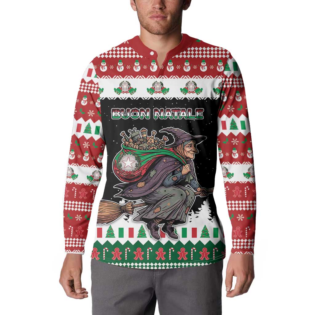 Italy Christmas Button Sweatshirt La Befana Buon Natale - Wonder Print Shop