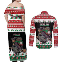 Italy Christmas Couples Matching Off Shoulder Maxi Dress and Long Sleeve Button Shirt La Befana Buon Natale - Wonder Print Shop