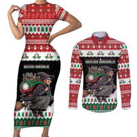 Italy Christmas Couples Matching Short Sleeve Bodycon Dress and Long Sleeve Button Shirt La Befana Buon Natale - Wonder Print Shop