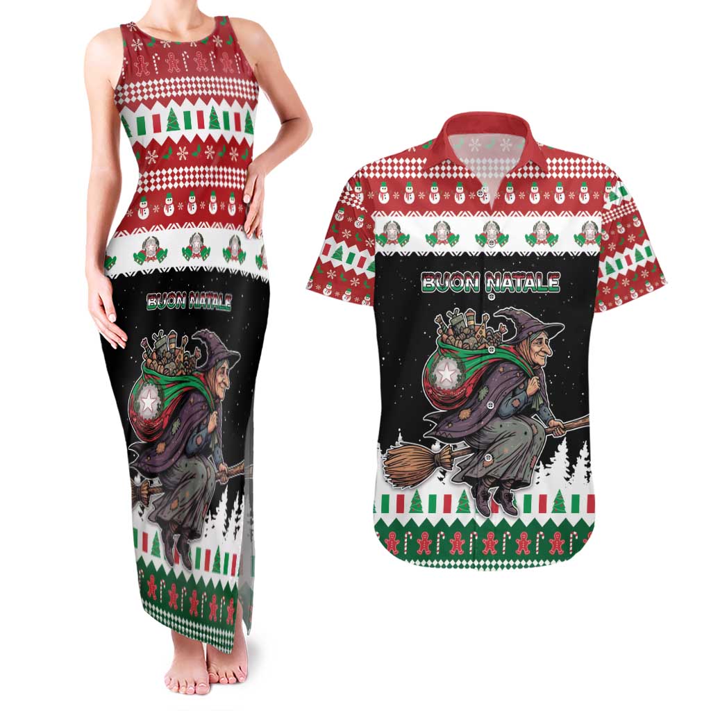 Italy Christmas Couples Matching Tank Maxi Dress and Hawaiian Shirt La Befana Buon Natale - Wonder Print Shop