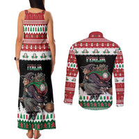 Italy Christmas Couples Matching Tank Maxi Dress and Long Sleeve Button Shirt La Befana Buon Natale - Wonder Print Shop