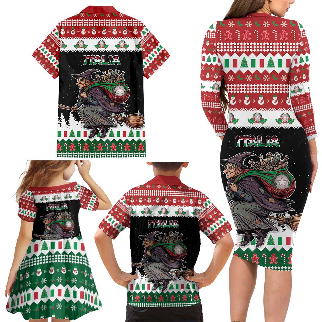 Italy Christmas Family Matching Long Sleeve Bodycon Dress and Hawaiian Shirt La Befana Buon Natale - Wonder Print Shop