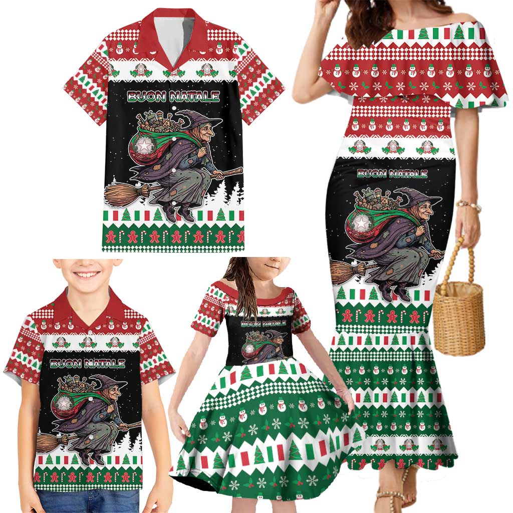 Italy Christmas Family Matching Mermaid Dress and Hawaiian Shirt La Befana Buon Natale - Wonder Print Shop