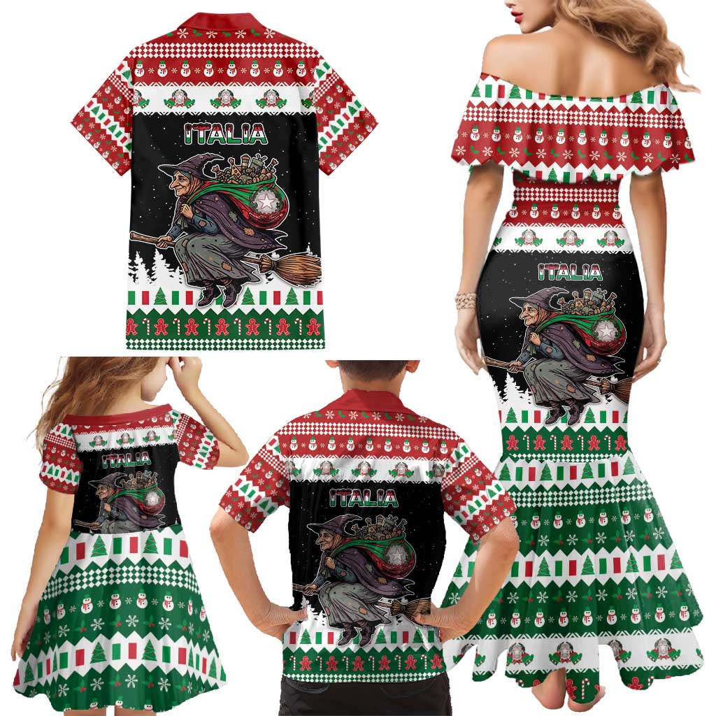 Italy Christmas Family Matching Mermaid Dress and Hawaiian Shirt La Befana Buon Natale - Wonder Print Shop