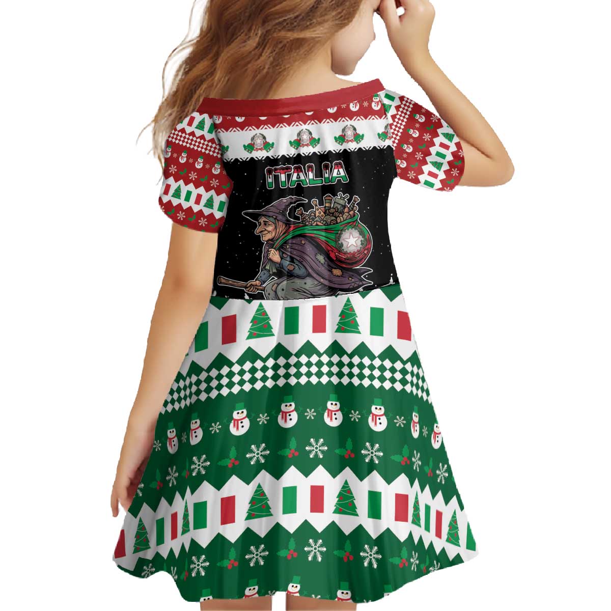 Italy Christmas Family Matching Off The Shoulder Long Sleeve Dress and Hawaiian Shirt La Befana Buon Natale - Wonder Print Shop