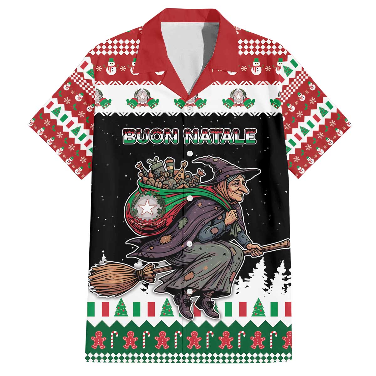 Italy Christmas Family Matching Off The Shoulder Long Sleeve Dress and Hawaiian Shirt La Befana Buon Natale - Wonder Print Shop