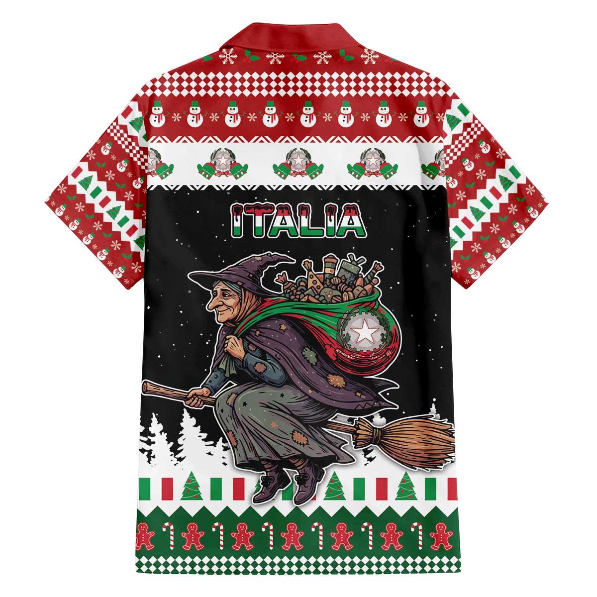 Italy Christmas Family Matching Off The Shoulder Long Sleeve Dress and Hawaiian Shirt La Befana Buon Natale - Wonder Print Shop