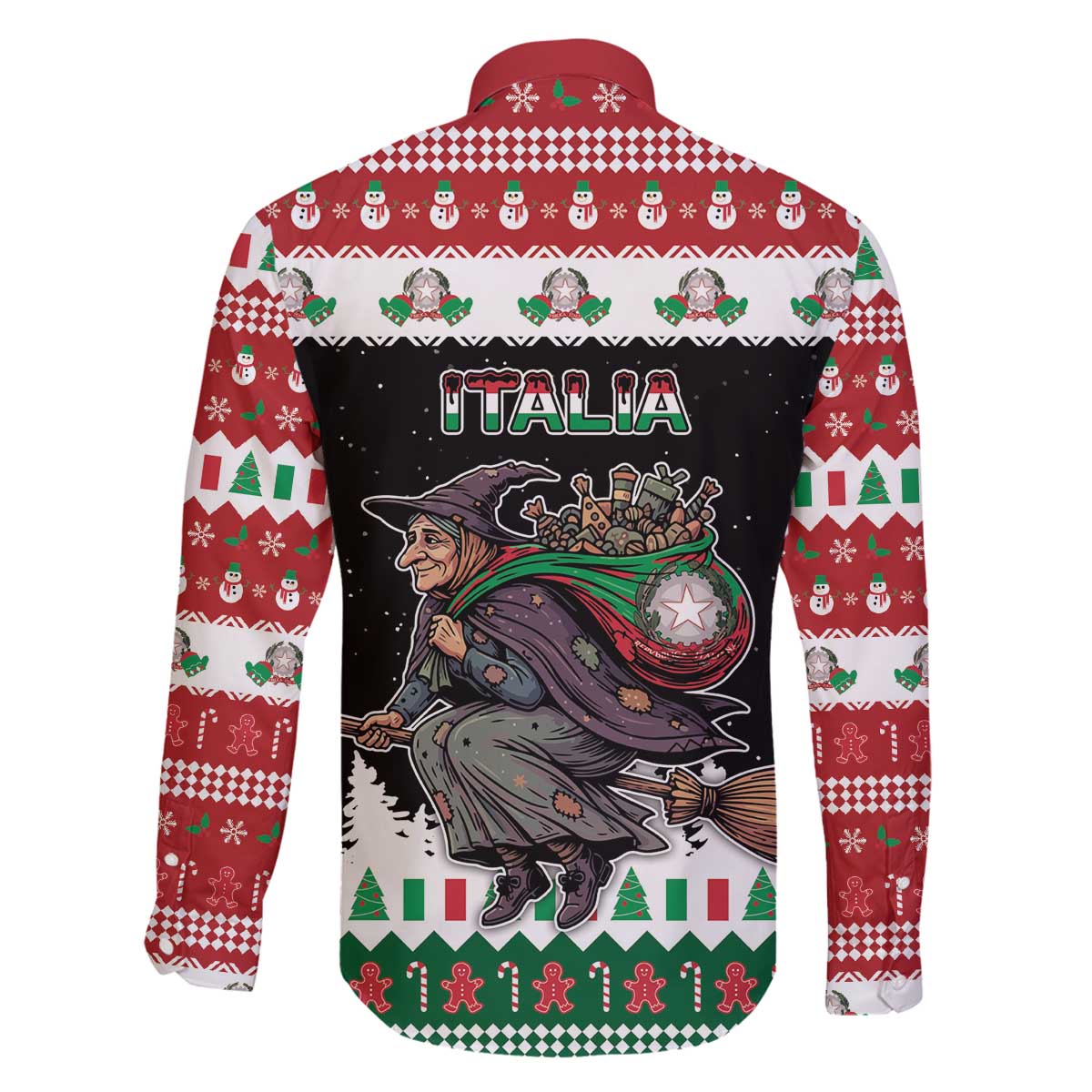 Italy Christmas Family Matching Off The Shoulder Long Sleeve Dress and Hawaiian Shirt La Befana Buon Natale - Wonder Print Shop