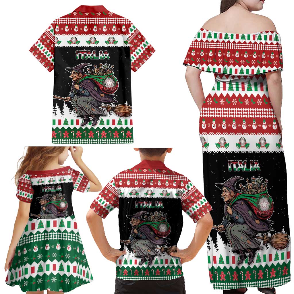 Italy Christmas Family Matching Off Shoulder Maxi Dress and Hawaiian Shirt La Befana Buon Natale - Wonder Print Shop
