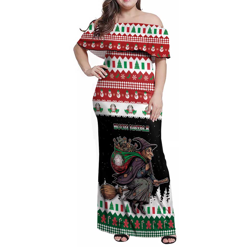 Italy Christmas Family Matching Off Shoulder Maxi Dress and Hawaiian Shirt La Befana Buon Natale - Wonder Print Shop