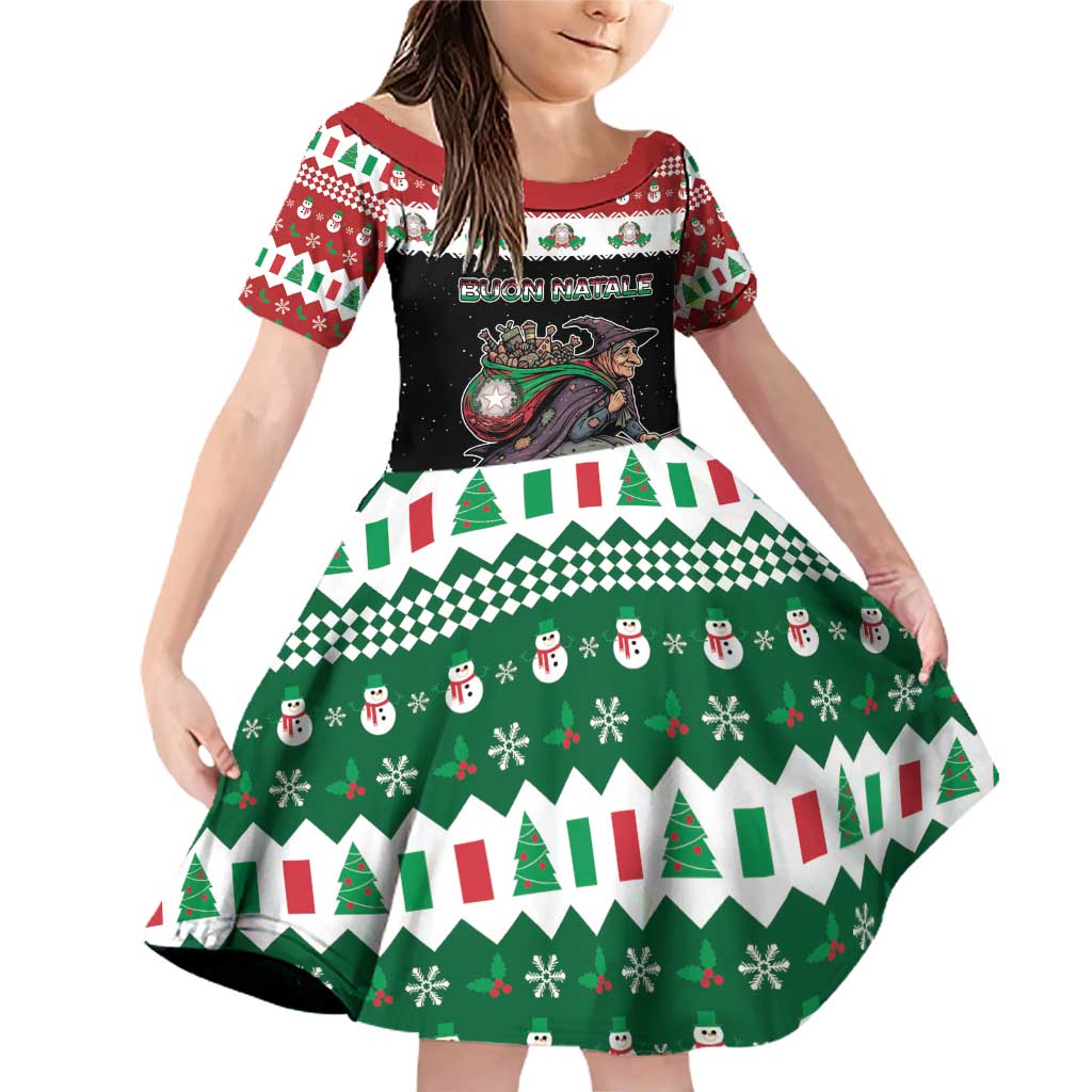 Italy Christmas Family Matching Off Shoulder Short Dress and Hawaiian Shirt La Befana Buon Natale - Wonder Print Shop