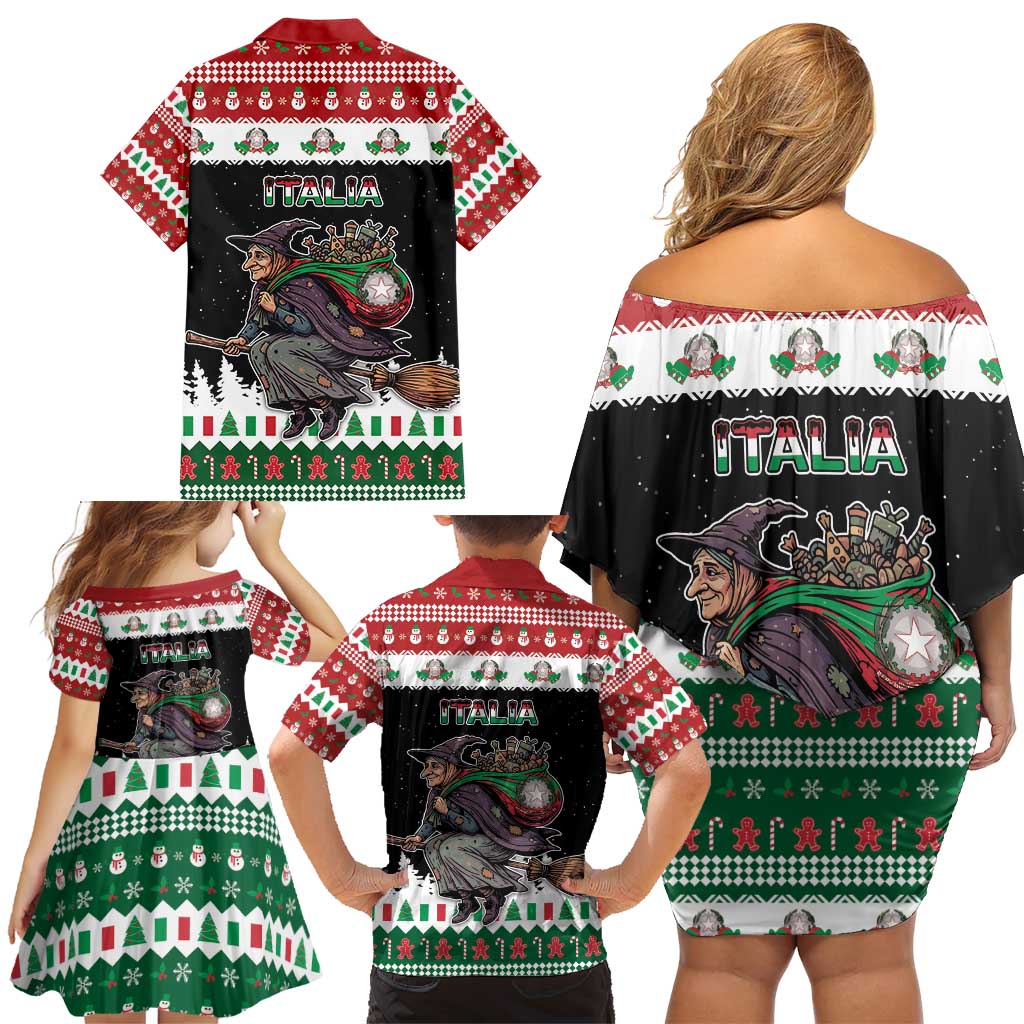 Italy Christmas Family Matching Off Shoulder Short Dress and Hawaiian Shirt La Befana Buon Natale - Wonder Print Shop