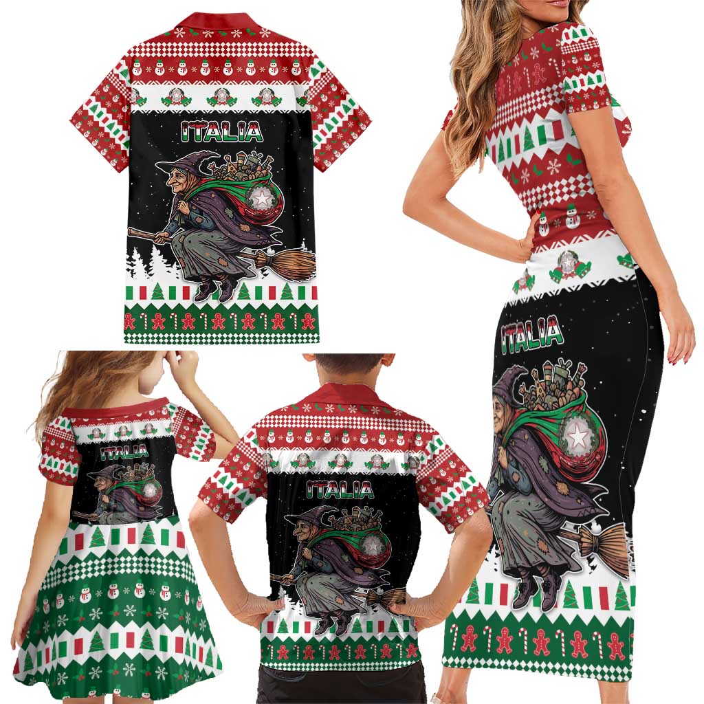 Italy Christmas Family Matching Short Sleeve Bodycon Dress and Hawaiian Shirt La Befana Buon Natale - Wonder Print Shop