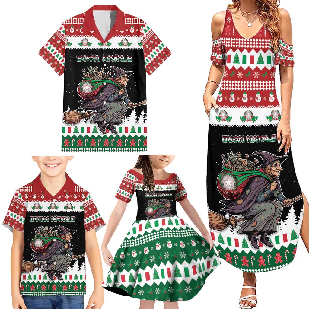 Italy Christmas Family Matching Summer Maxi Dress and Hawaiian Shirt La Befana Buon Natale - Wonder Print Shop
