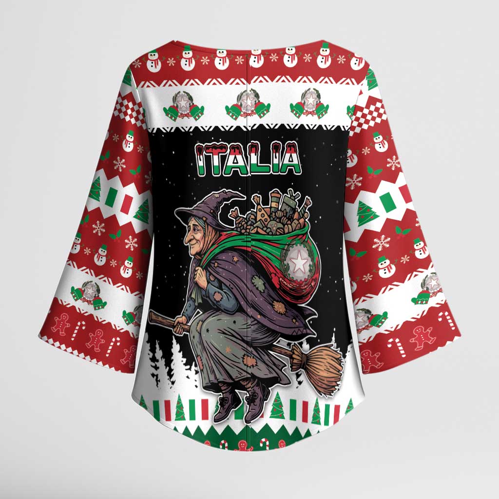 Italy Christmas Kimono Sleeve Blouse La Befana Buon Natale - Wonder Print Shop
