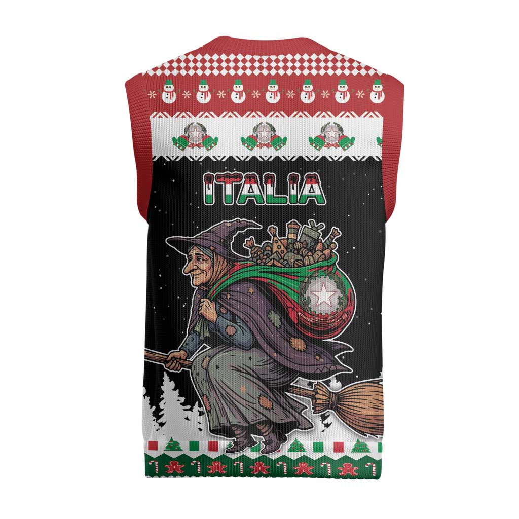 Italy Christmas Knitted V-Neck Vest La Befana Buon Natale - Wonder Print Shop