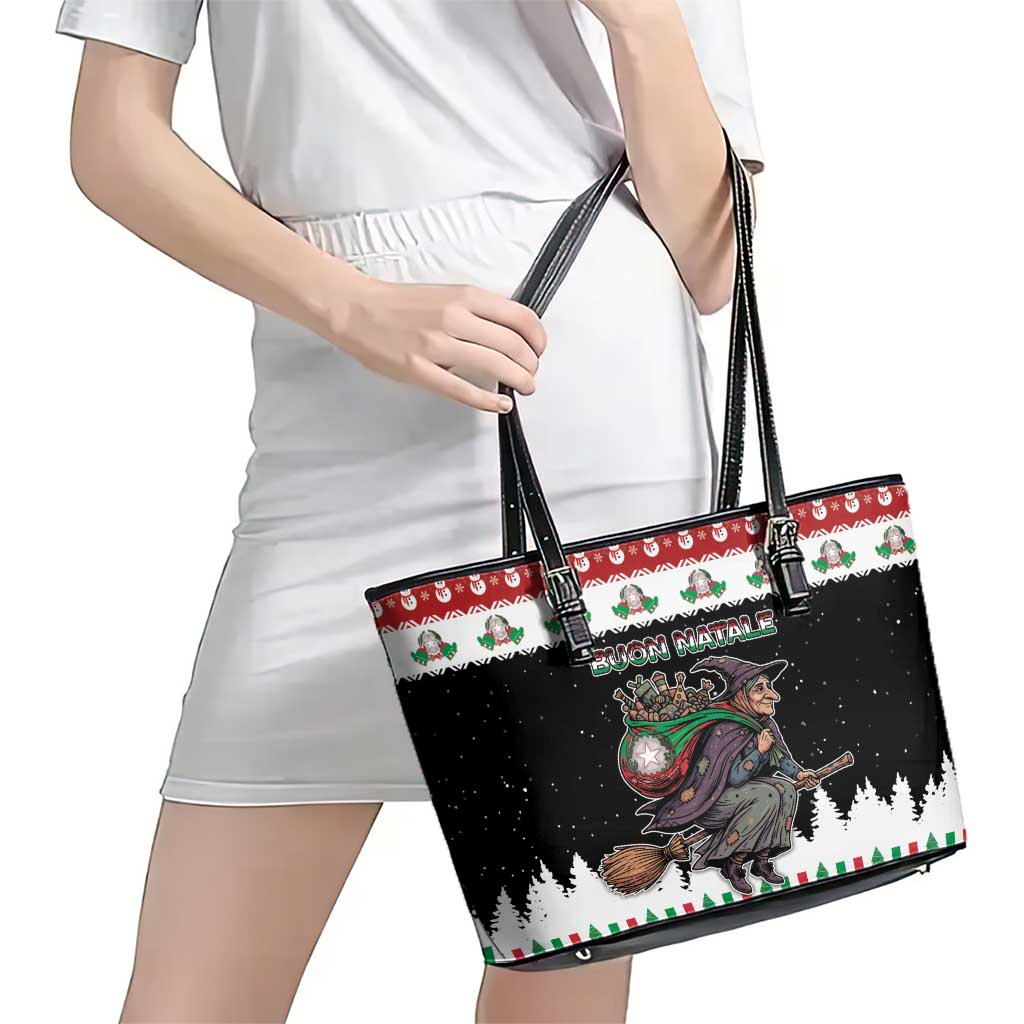 Italy Christmas Leather Tote Bag La Befana Buon Natale - Wonder Print Shop
