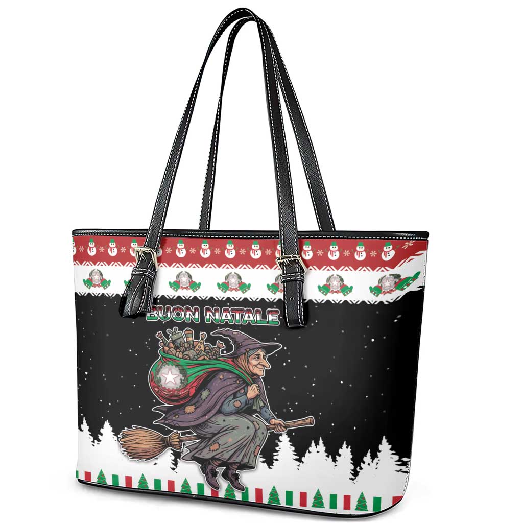 Italy Christmas Leather Tote Bag La Befana Buon Natale - Wonder Print Shop